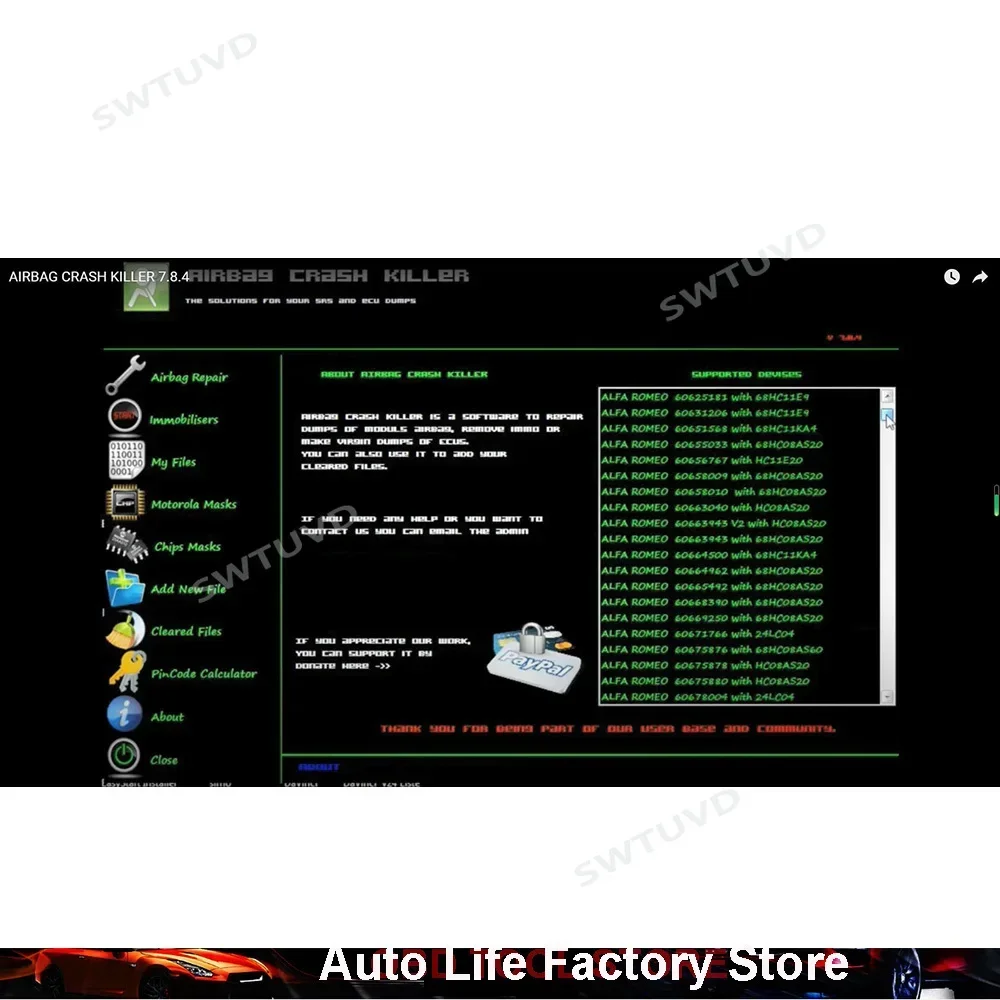 AIR BAG AIR-BAG Crash Killer 7.8.4 Crash Data ECU Clear Dumps Service Tool Airbag Programs Delete Repair Crash & Data Resetting