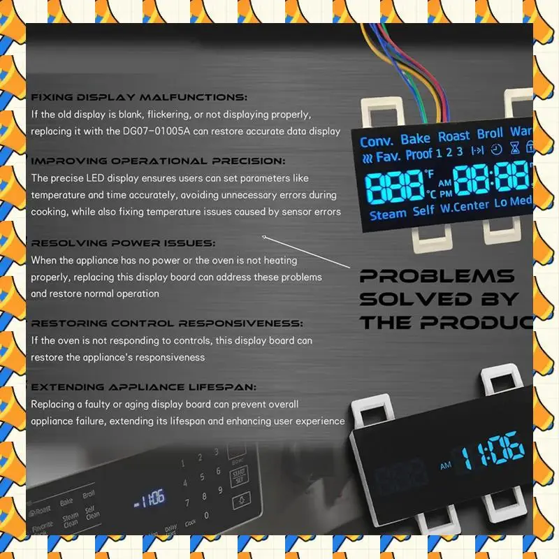 ABYB DG07-01005A Range LED Display Board Fit For Samsung Electric Range -Oven/Stove Fits Model NE59R6631SS NE59N6630SS