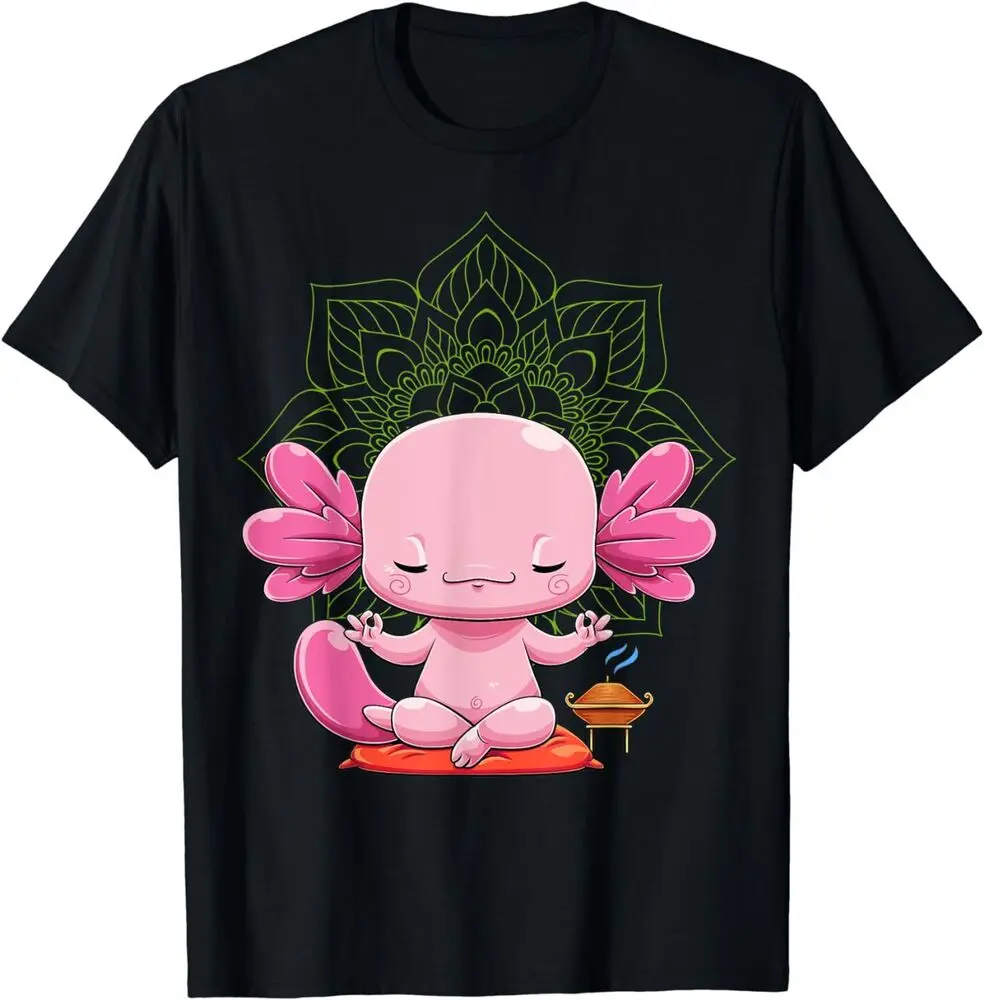 Kawaii Axolotl Yoga Zen  Meditation Mantra Relaxing T-ShirtAnime Pattern Clothing Y2K SummerUnisex T-shirts for Men Women