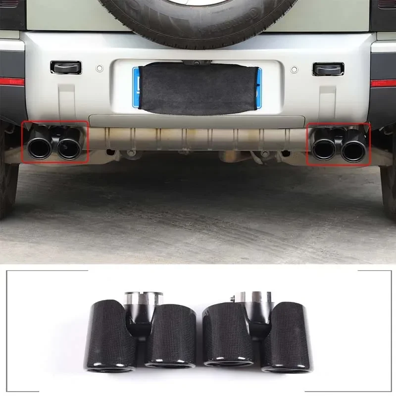 

For 2020-2024 Land Rover Defender 90 110 true carbon fiber style stainless steel car muffler exhaust pipe tail cover accessories