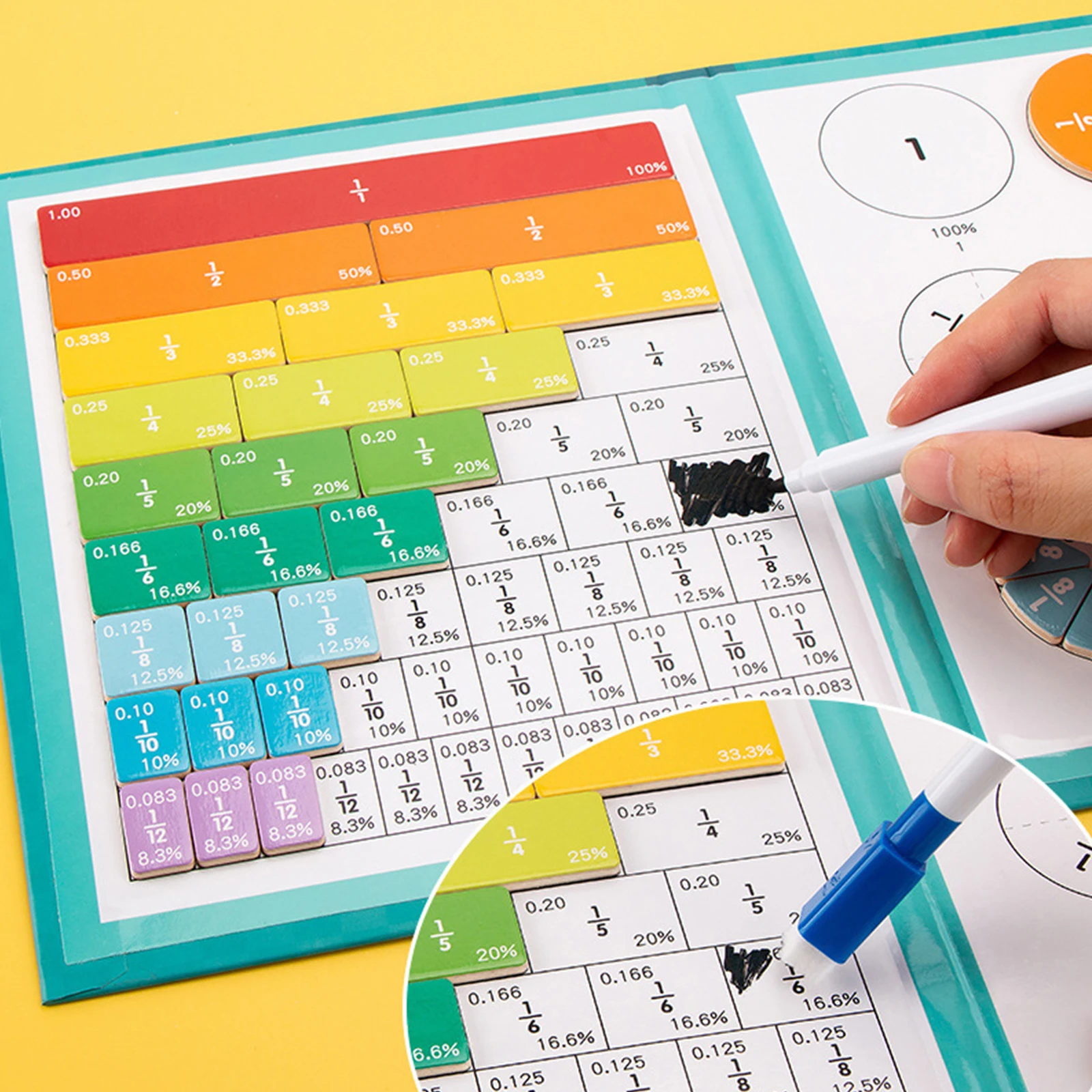 Magnetic Fraction Calculation Education Tool Math Manipulatives Set Magnetic Fraction Educational Puzzle for Kids