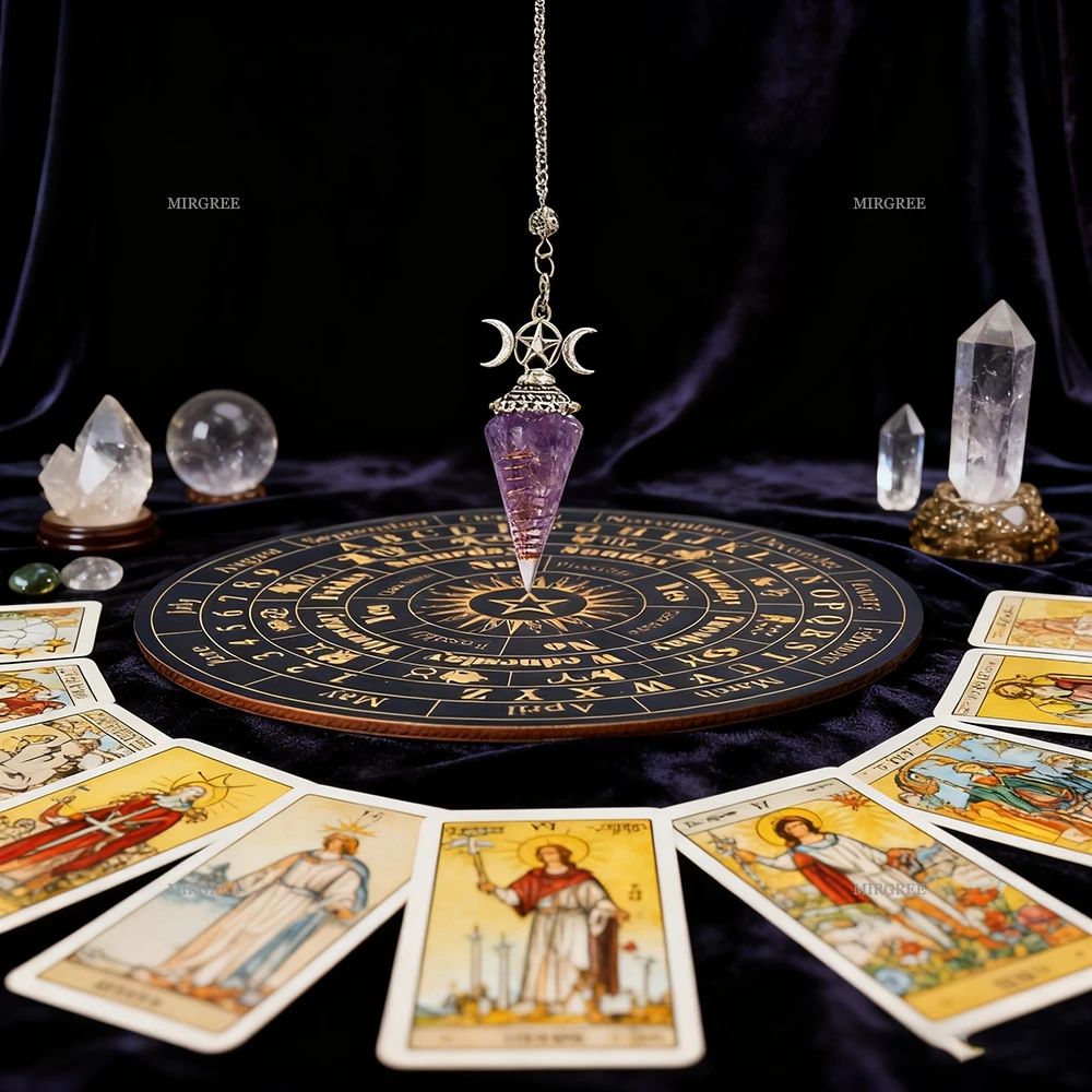 2-teiliges Spiritus-Pendel gepaart mit astrologischer Wahrsagerei-Scheibe, Wahrsagerei-Werkzeug für Entscheidungsfindungen und spirituelle Rituale