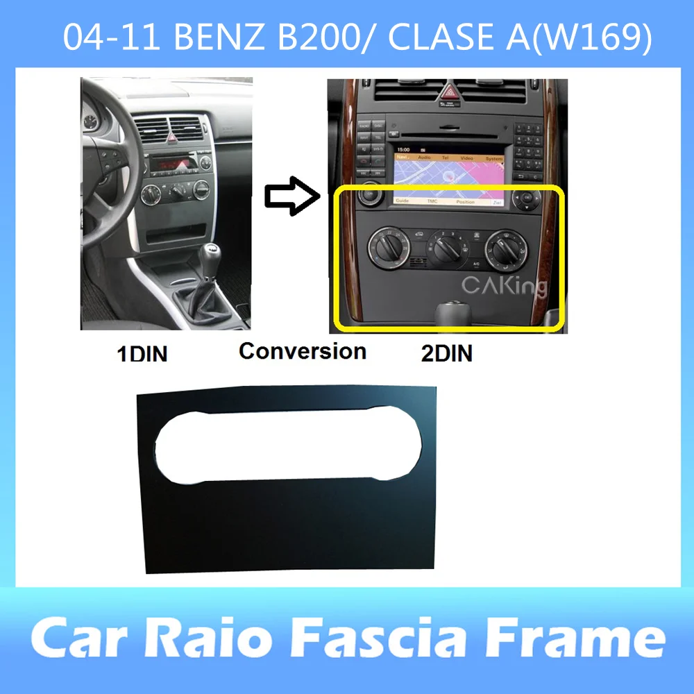 For BENZ B200 A-CLASE W169 B-CLASE W245 2004 - 2011 Frame ABS Audio Adaptor Dash Trim kit Facia Panel Radio Player screen ABS