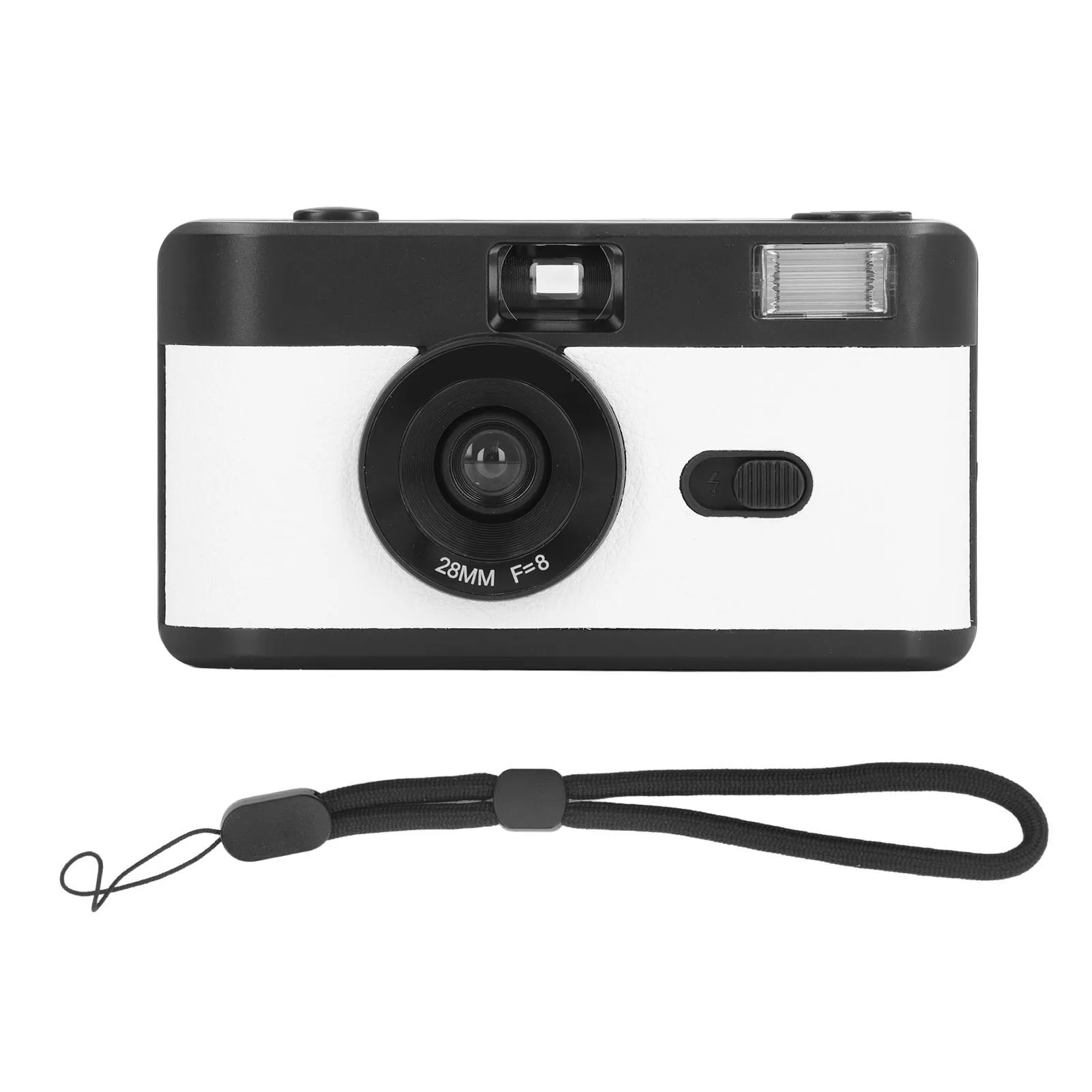 35MM filmcamera, herbruikbaar, lichtgewicht, vintage design, met ingebouwde flitser en 28MM F/8 lens, 1/120s sluitertijd, 35mm retro camera