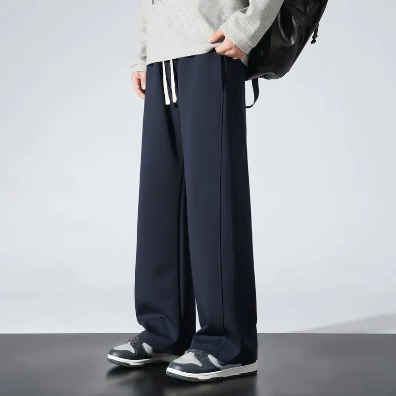 

Высокоэластичные повседневные мужские спортивные брюки с плоским передом, удобные, из высококачественной ткани, универсальные, свободного кроя, для бега