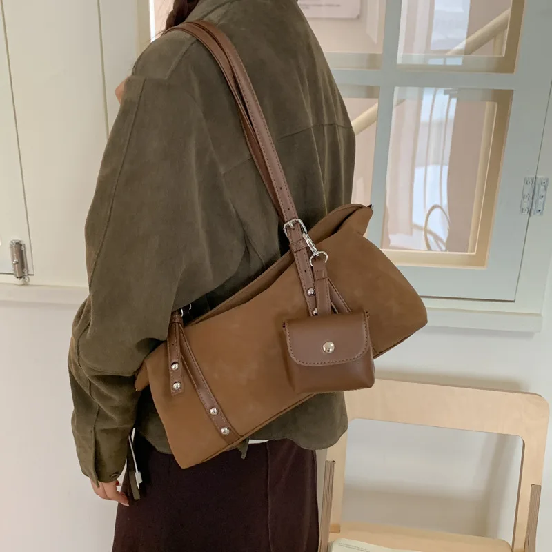 2025 Autumn Winter Shoulder Bag, Minimalist Top Handle Purse for Women, Chic Crossbody Tote, Versatile Day to Night Bag Textured