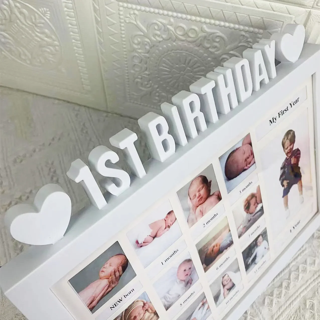 1ST BIRTHDAY Baby Creative 12 Months Growth Record Photo Frame Birthday Party Memorial PP Plastic Photo Frame Baby Photo Frame