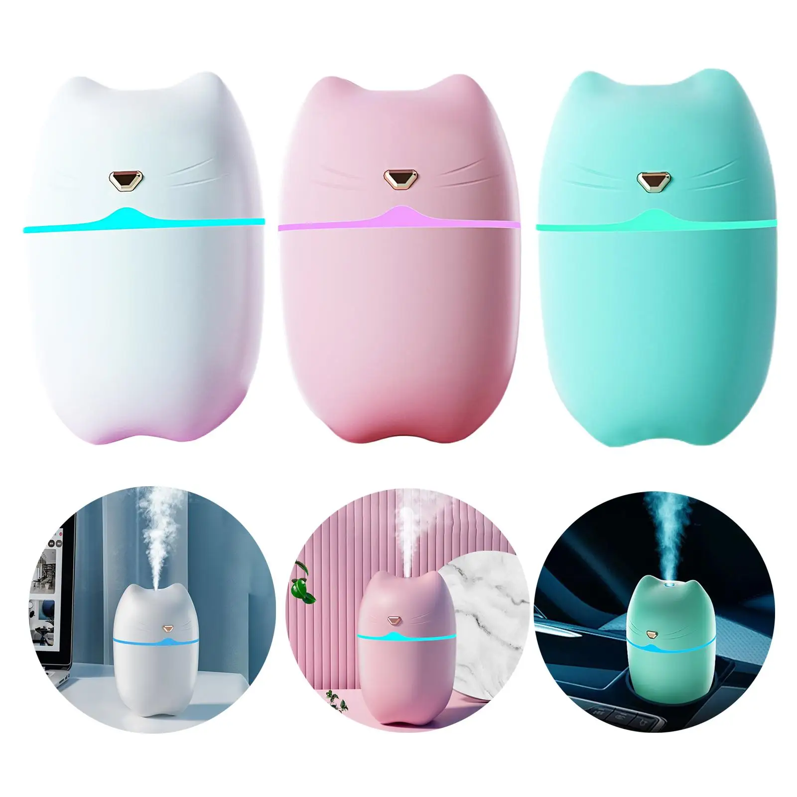 เดสก์ท็อป Cat Design แบบพกพา Air Humidifier Aroma Diffuser สําหรับห้องนอนเด็กบ้าน
