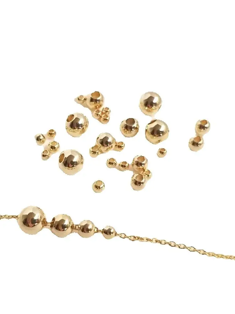 

14K plated gold Color Round beads loose beads DIY bracelet first jewelry handmade beaded material accessories