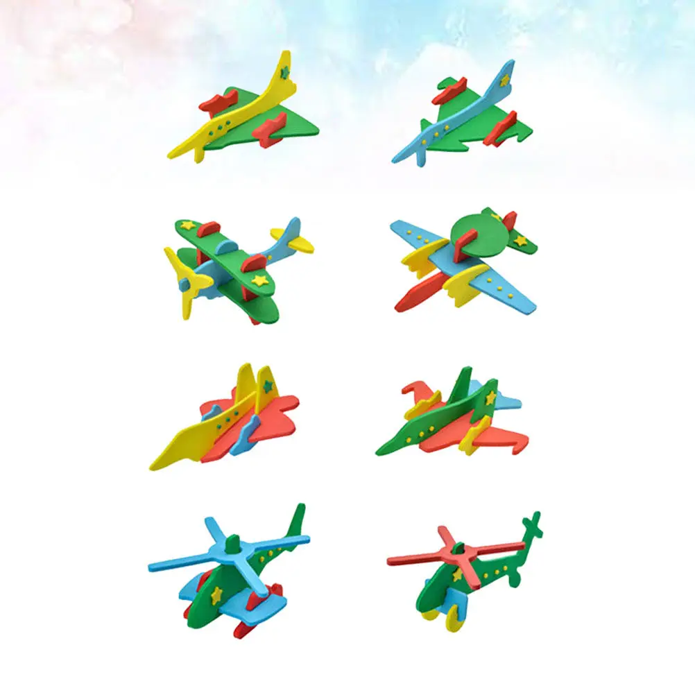 

8Pcs Airplane Eva Puzzle Creative DIY Assembly Educational Jigsaw Improve Kids Creativity Exercise Ability Imagination Plane