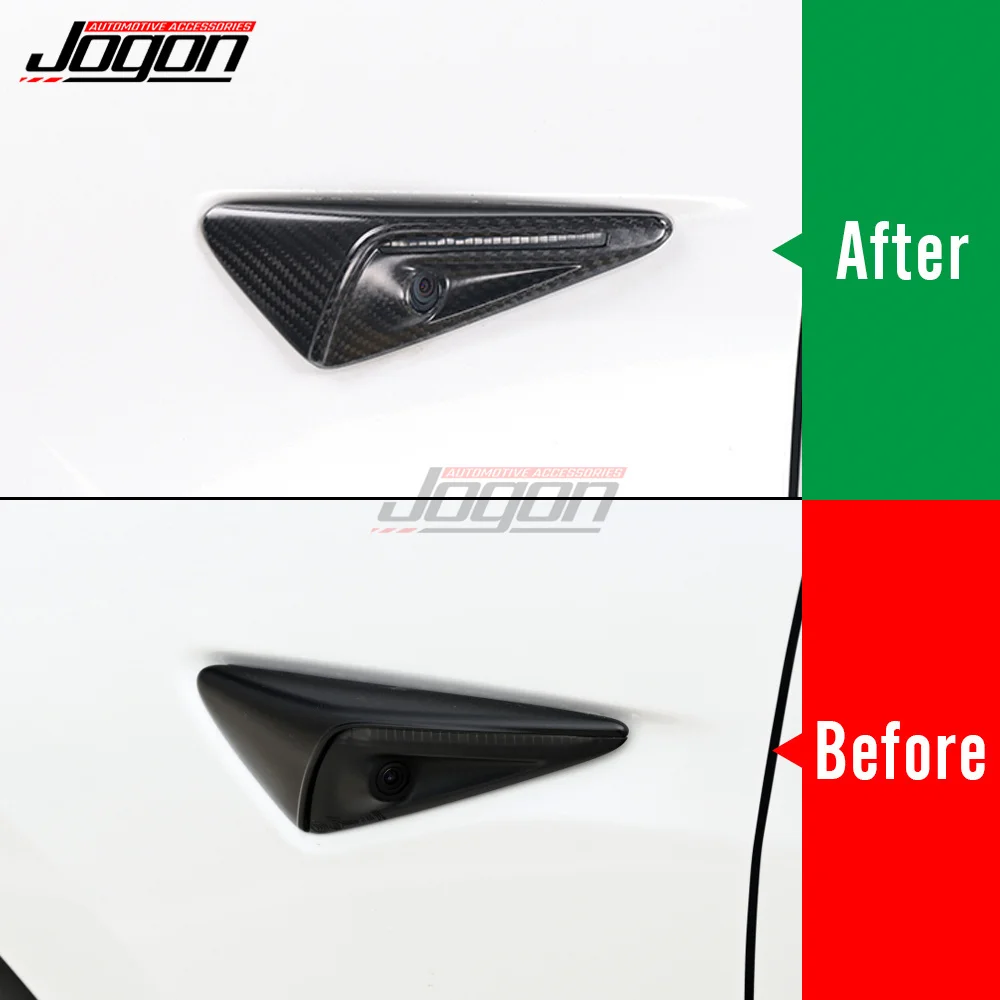 For Tesla Model 3 Model Y 2023 Car Side Marker Turn Signal Cover Camera Fender Overlay Carbon Fiber Sticker Car Accessories