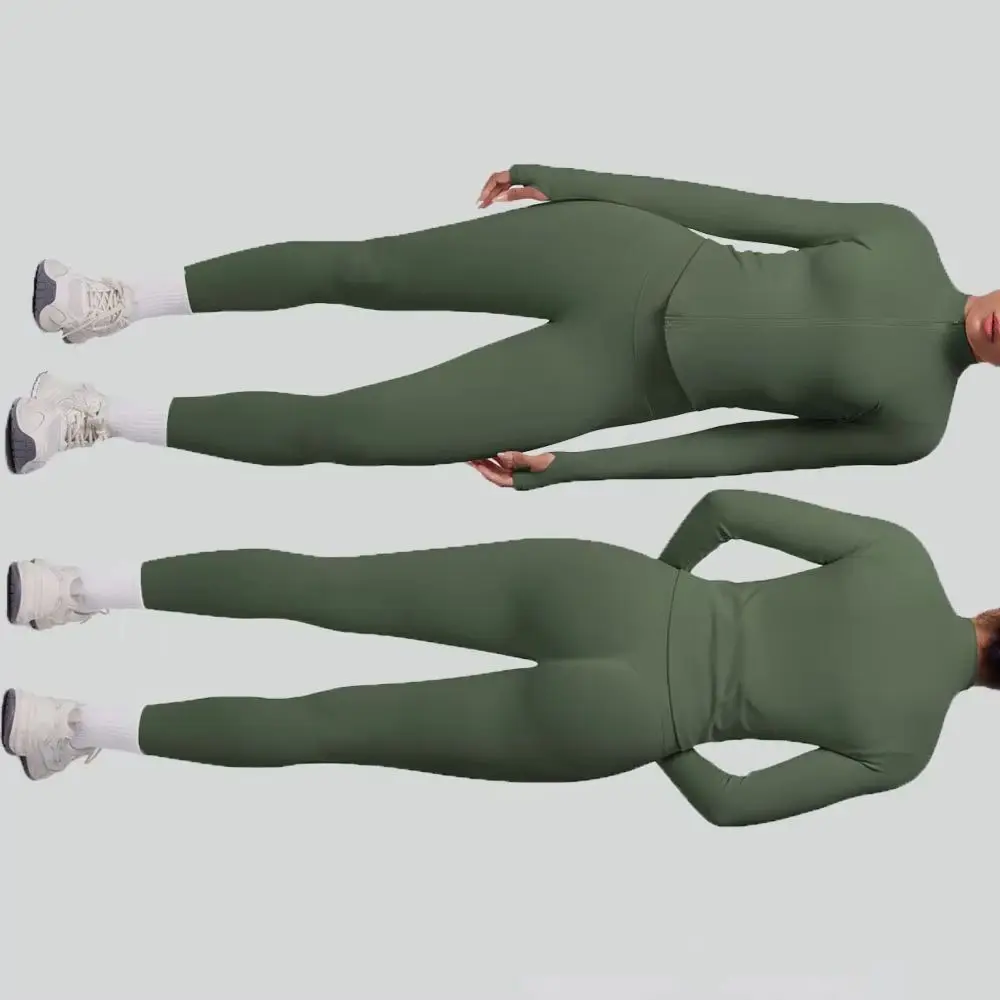 

Женский комплект для йоги из 2 предметов: кардиган на молнии с длинными рукавами и леггинсы с высокой талией, дышащий спортивный комплект для фитнеса и тренировок