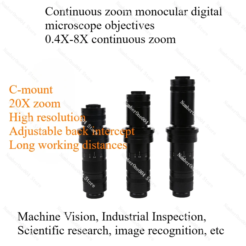 Suitable for 0.4-8. 0X High Resolution Continuous Zoom Monocular Digital Microscope Camera Industrial Camera Objective Lens