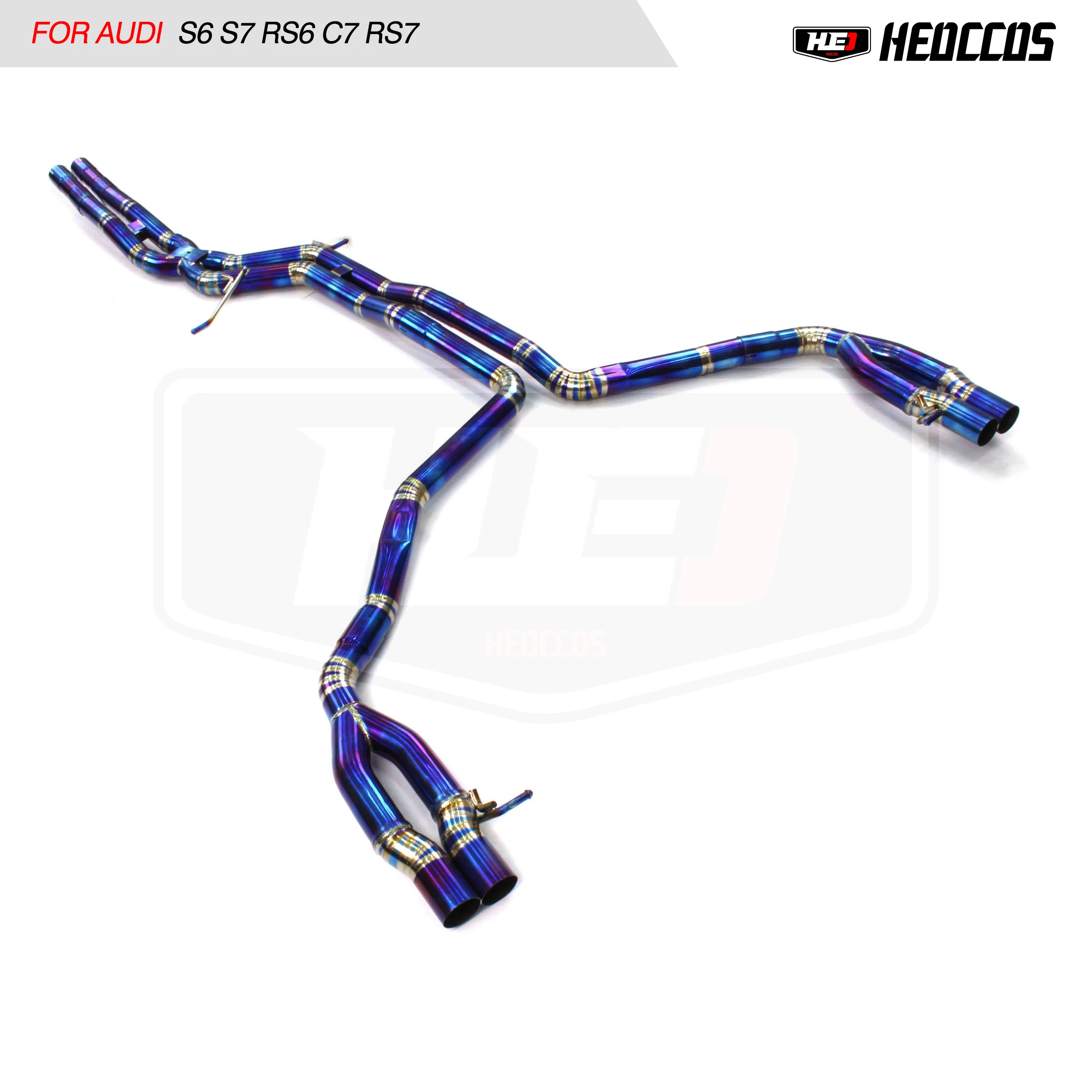 

HEO Titanium catback exhaust pipe For Audi S6 S7 RS6 C7 RS7 heat shield resonator front pipe valve muffler exhaust tips