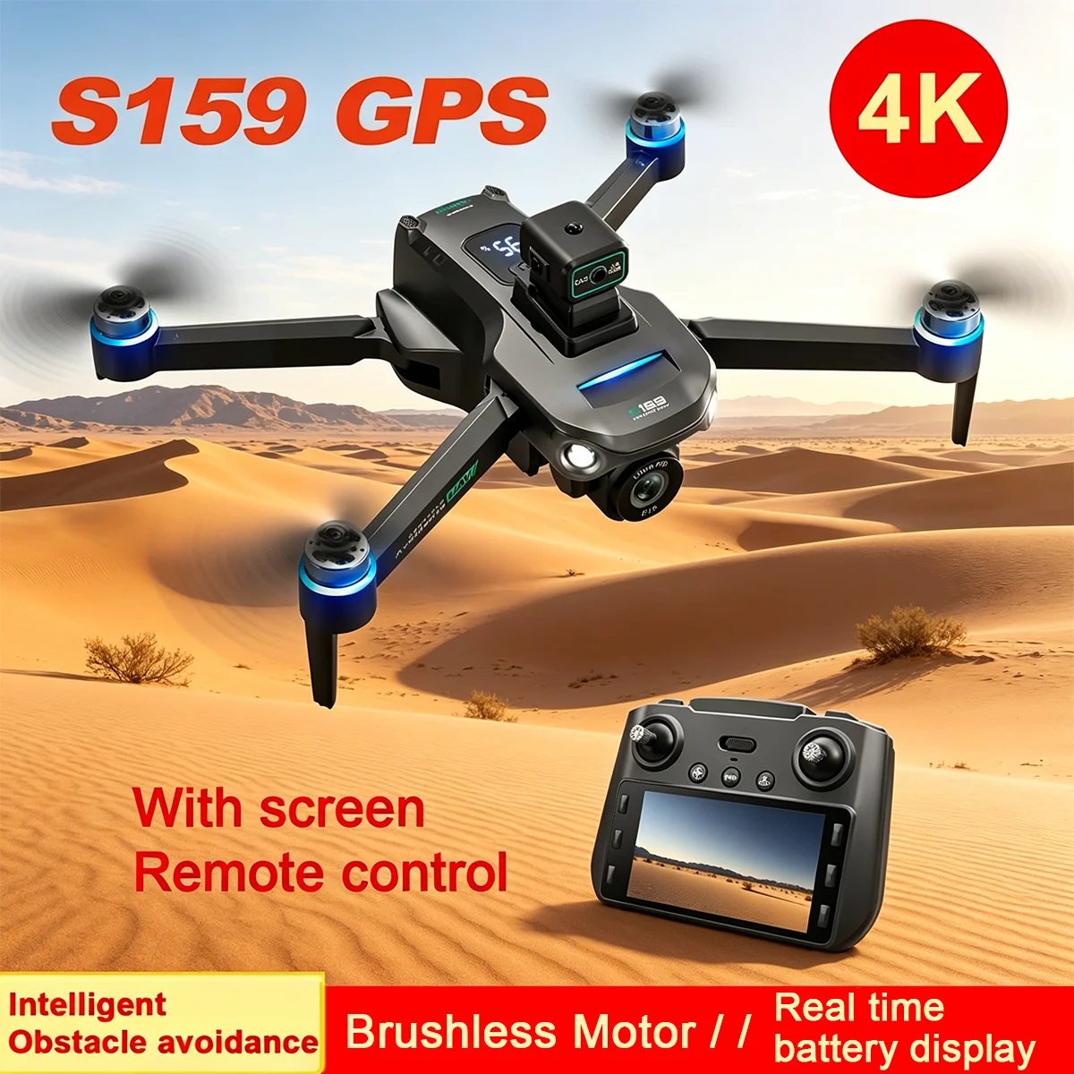 Drone Rc Gps S159 - S159 GPS Drone 4K HD Dubbele