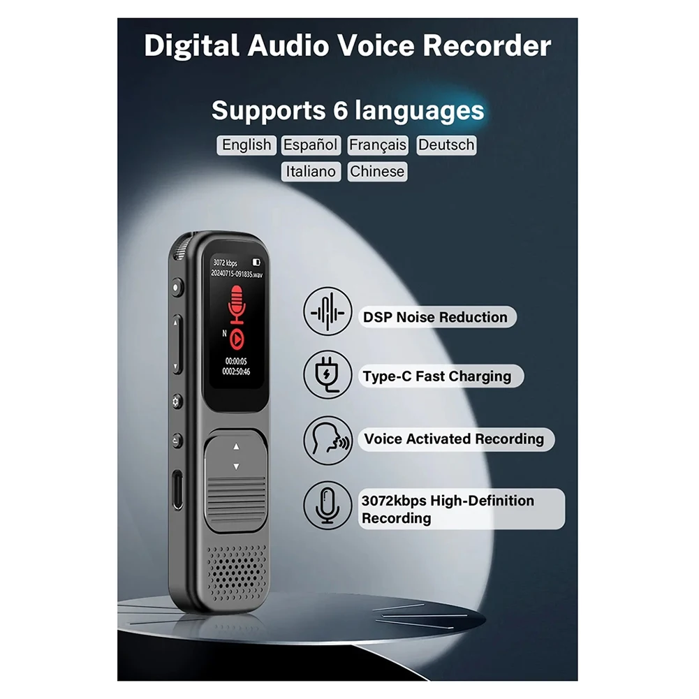 Recorder P10 Professional Digital Voice Recorder with Playback MP3 Music Player Noise Reduction Small Sound Recorder