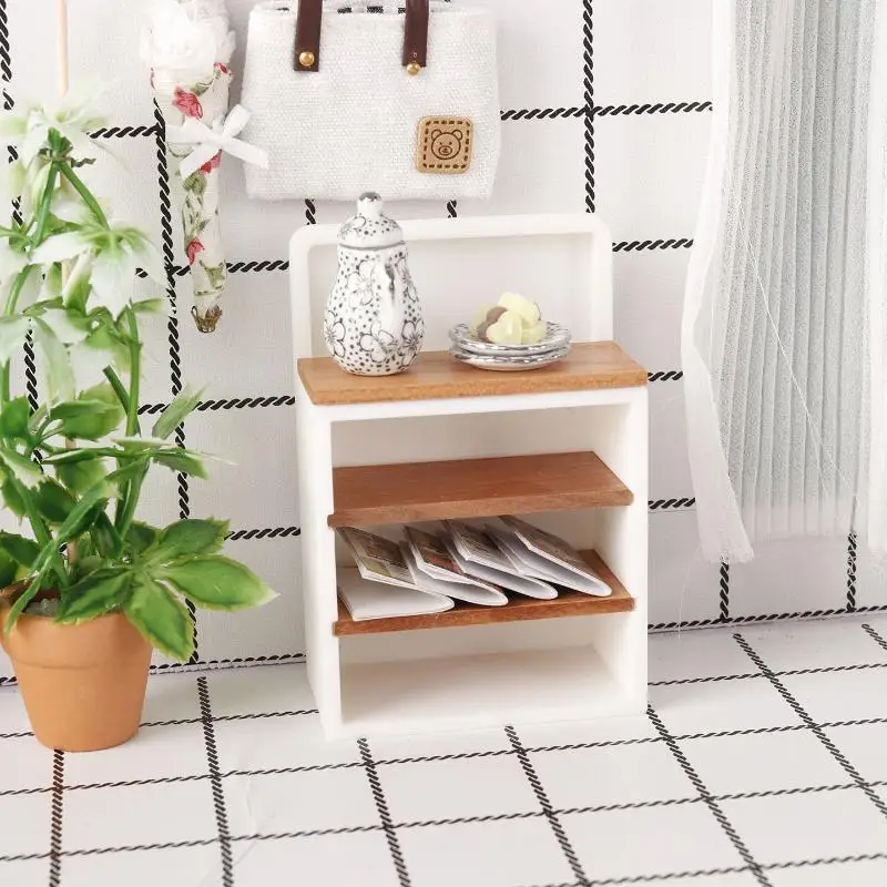 *Miniature TV Cabinet Sideboard 1/12 Scale Dollhouse Storage Rack, Doll House Scene Decor Ornament, Mini Furniture Accessories