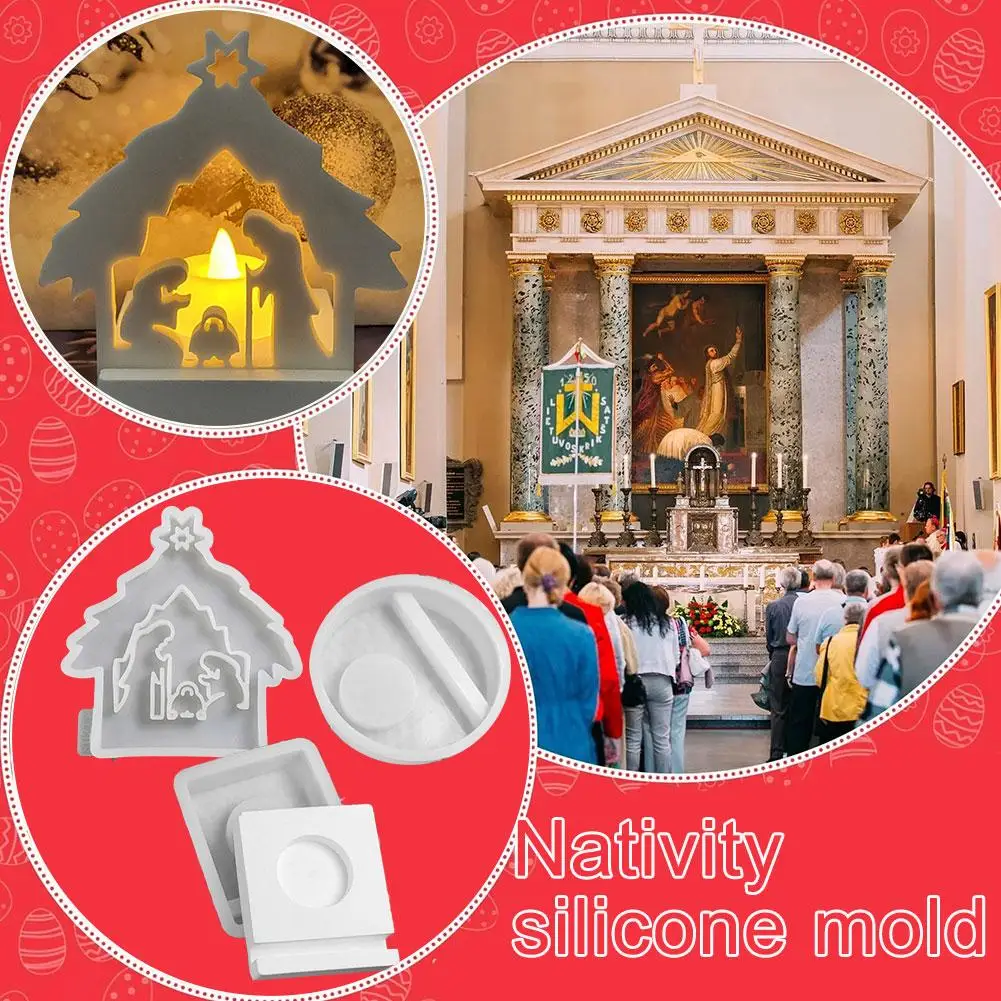 

Nativity Scene Candlestick Mold Creative House Candle Holder Mold Reusable Epoxy Casting Molds Resin Making Molds For Candl M2B3