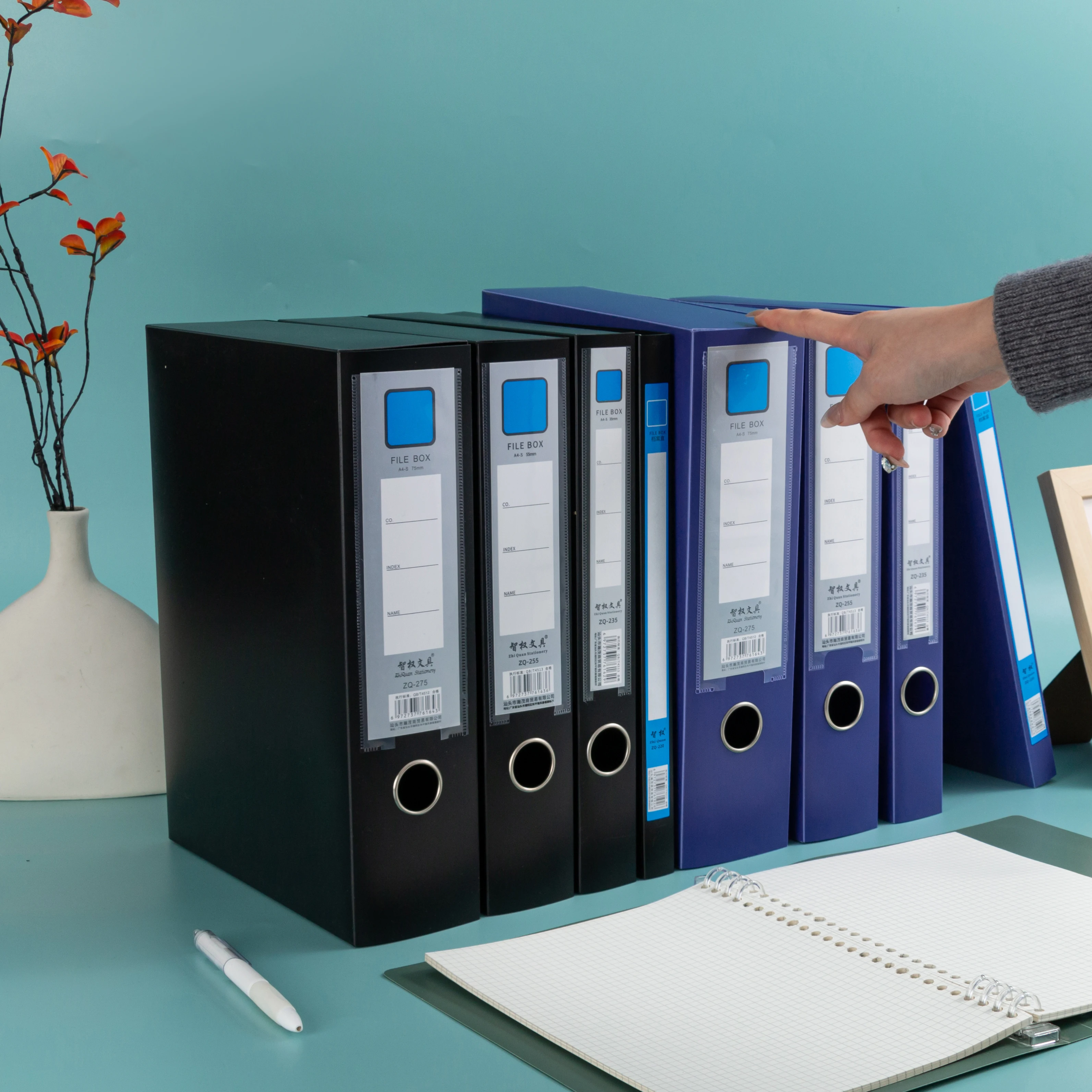 

6-Pack File Box File Information Box A4 File Box Storage Box Thickeneded Plastic Box Office Folder Information Book File Folder Vertical Information Bag Accounting Voucher Document Label Organizer Box