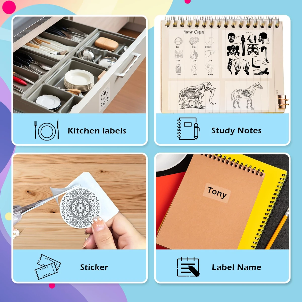 متوافق مع ورق الملصقات Phomemo - ورق حراري شفاف لـ T02/M02/M02S/P2S/M04S، ورق حراري للملصقات، مذكرة