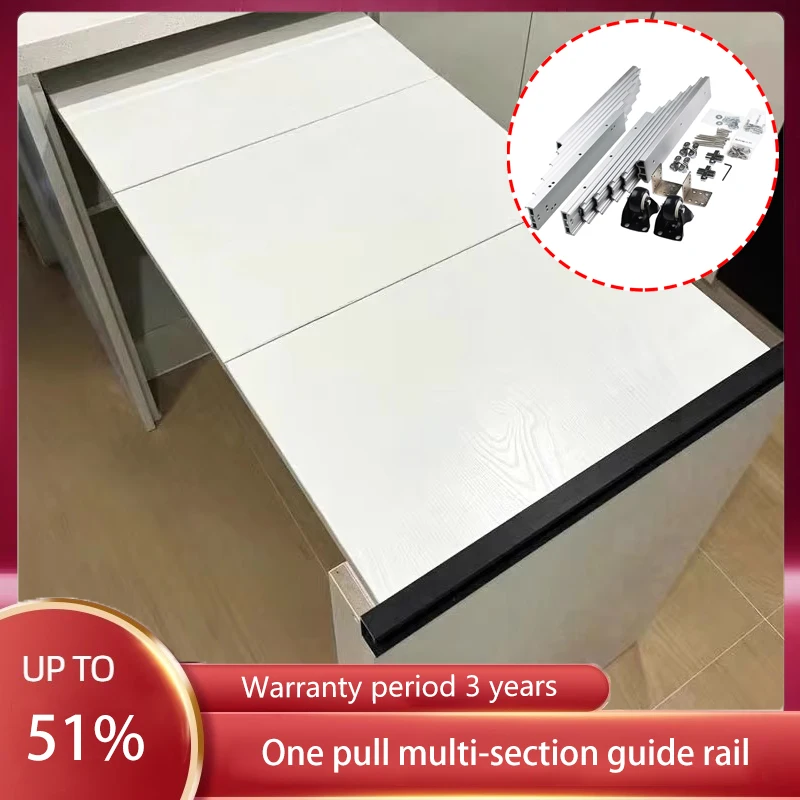 

Hidden Cabinet Multi-Section Aluminum Alloy Flat Push Book Bar Silent Guide Rail Folding Ball Slide Rail Hardware Accessories