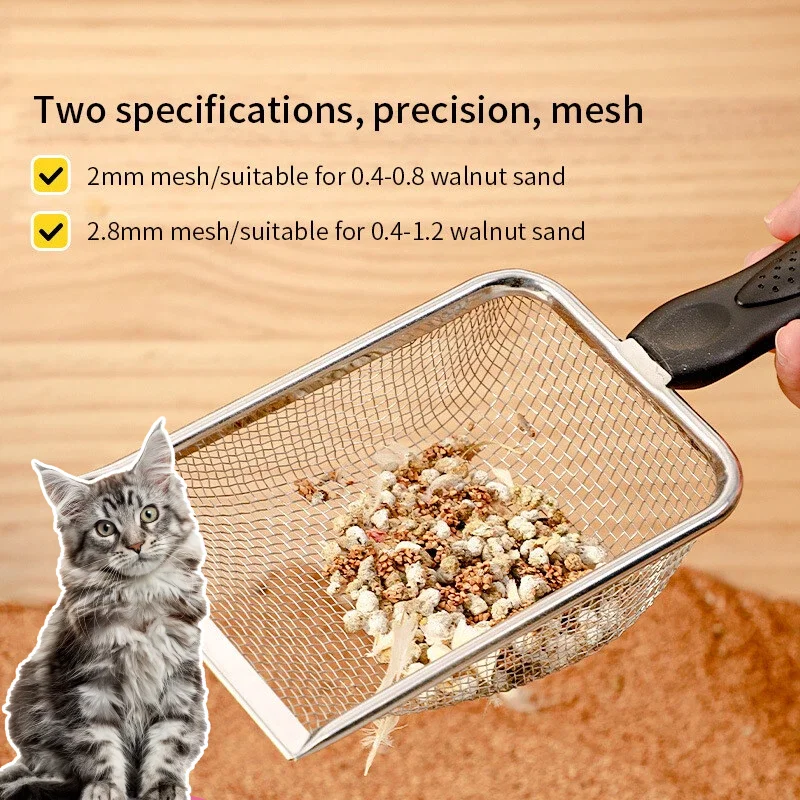 Stainless Steel Cat Litter Shovel Reptile Sand Substrate Shovel Clean Up Feces Fine Mesh Sifter For Bedding Cat Litter Scoop