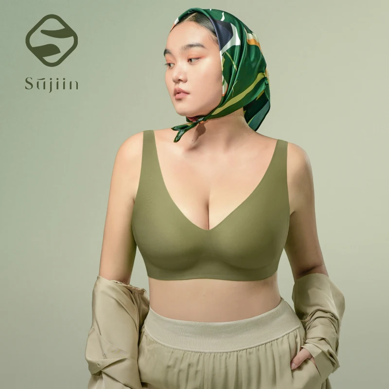 

SUJIIN Push Up Plus Size Full-coverage Bra for Women Seamless Anti-sagging Wireless Bralette Minimizer Comfort Lift Bras MX281