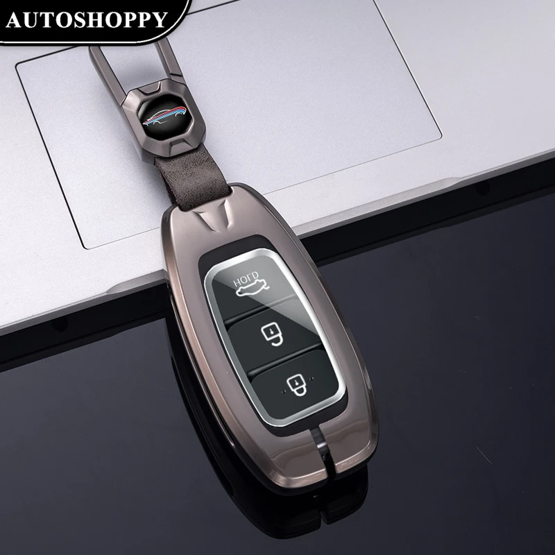 

Metal Zinc Leather Car Key Case Cover for Hyundai I30 I40 Ix35 KONA Solaris Grandeur Ig Accent Santa Fe Palisade 2017 2018 2019