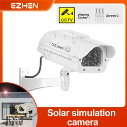 1PC Simulation Camera Monitor,Solar Outdoor Waterproof with LED Lights,Fake CCTV Monitoring,Solar Virtual Fake Camera