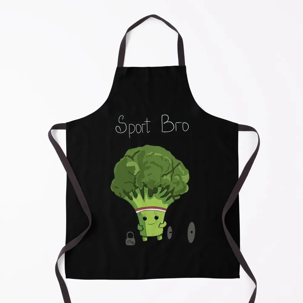 Sport Bro Little Cute Broccoli Apron Hairdresser kitchen clothes for men Women's Kitchens Accessories Apron