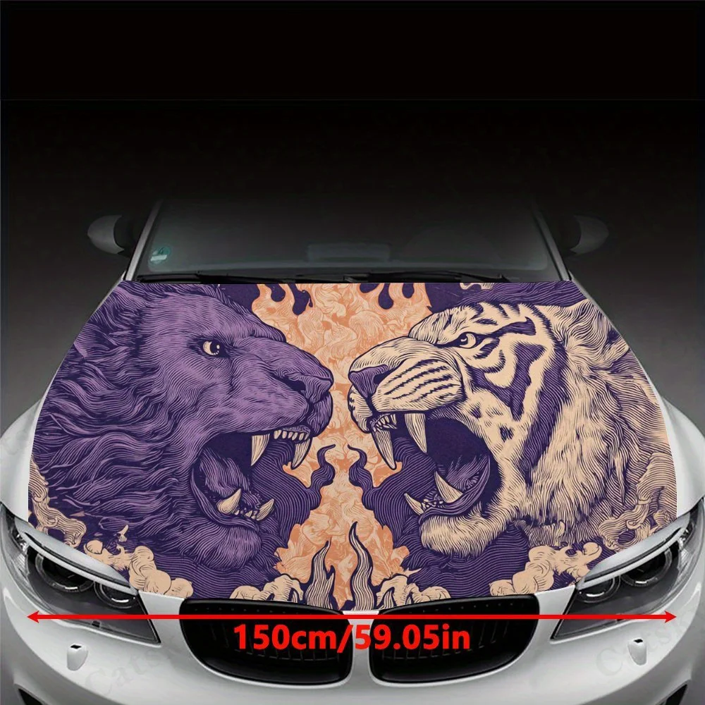 ملصق غطاء محرك السيارة باللون الأرجواني والبرتقالي، ملصق فني تلقائي، ديكور يلتف الفينيل الخارجي للسيارة، هدية لمحبي السيارات، U #2