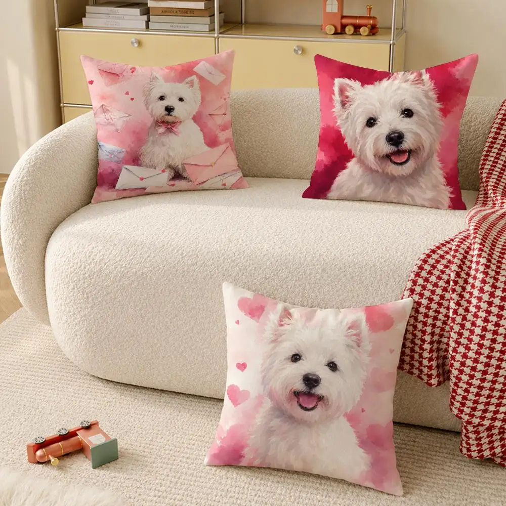 West Highland White Terrier Cushion Cover Pillow Cover Decorative Throw Couch Home Decor for Living Room Sofa
