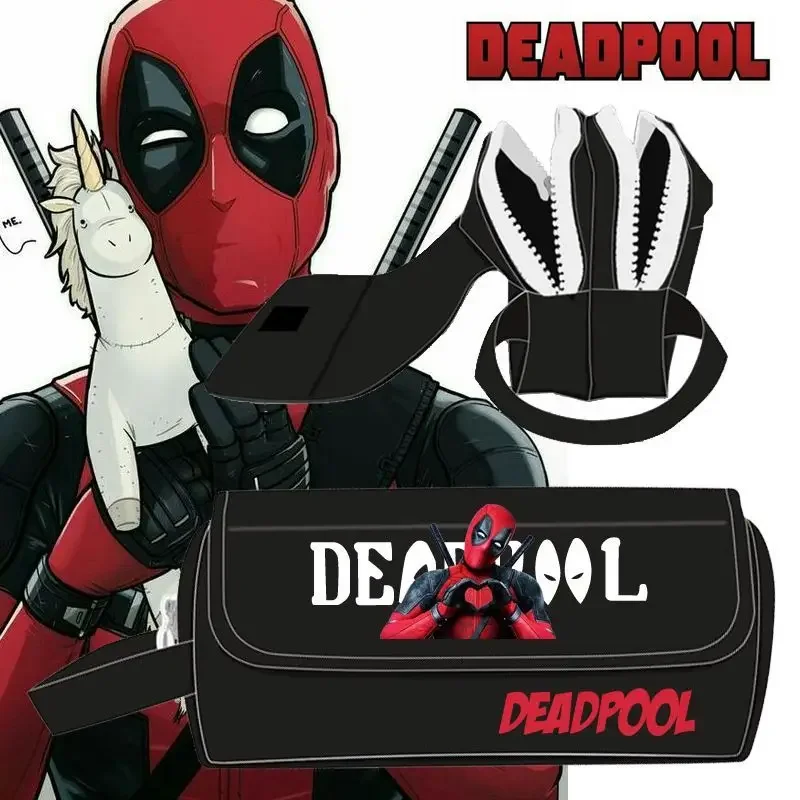 New The Avengers Deadpool Peripheral Movies Cartoon Print Flip Top Student Large Capacity Canvas Pen Case Portable Storage Bag