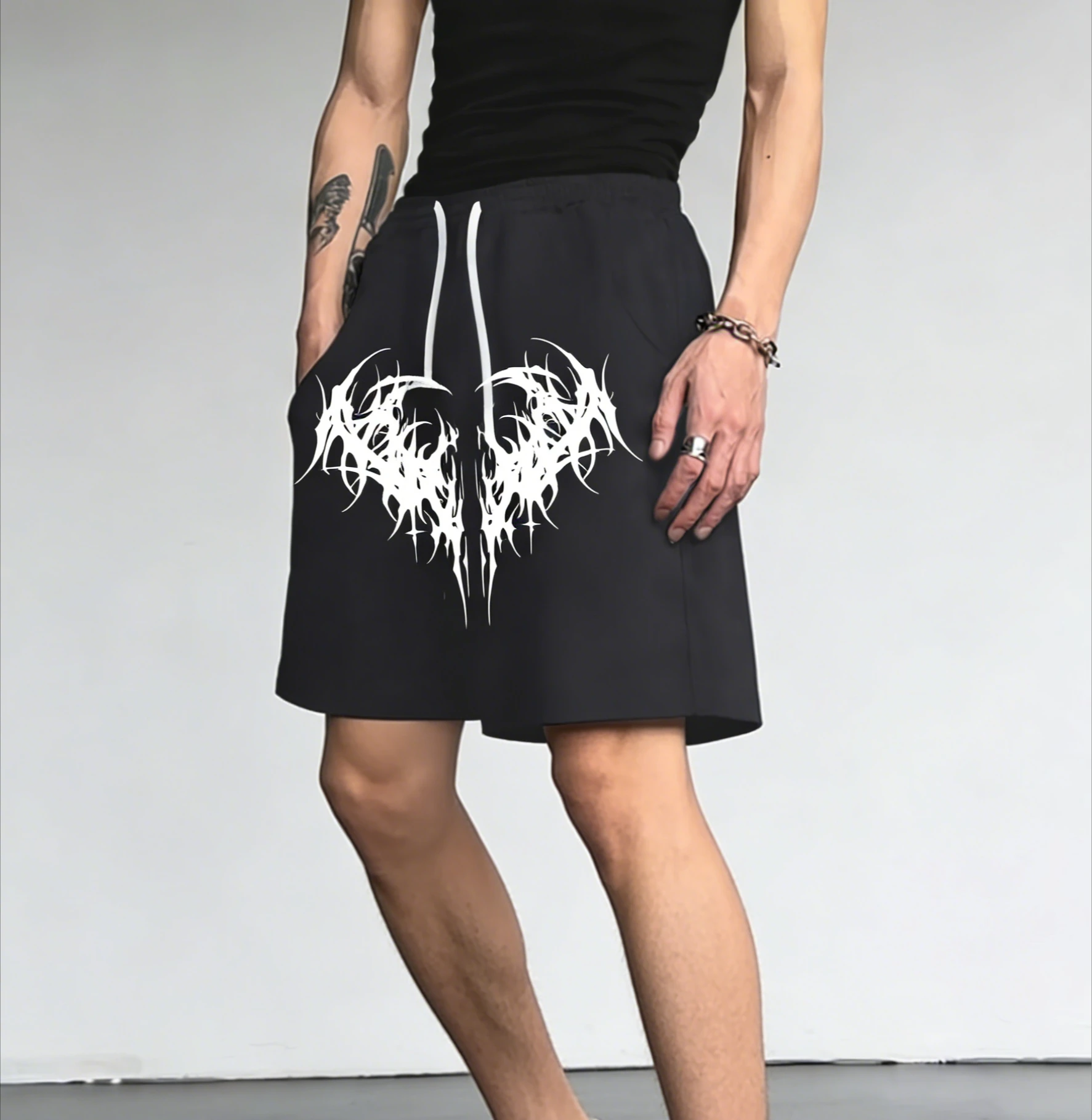 2026 New Hot Selling Fashion Gothic Pattern Texture 3D Printed Shorts Harajuku Men Outdoor Street Wear Hip-hop Loose Shorts