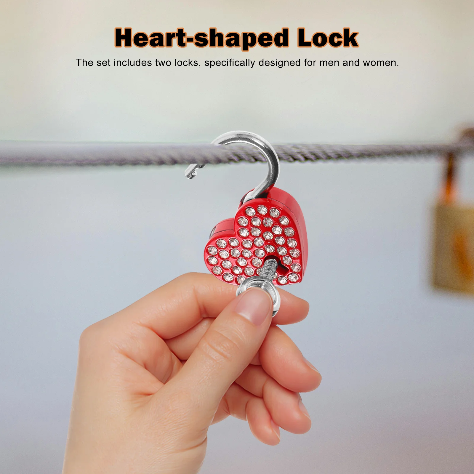 

2 set Heart Shaped Alloy Luggage Padlock For Suitcase Backpack Gym Locker Travel Accessories Mini Lock With Key Love Lock Set