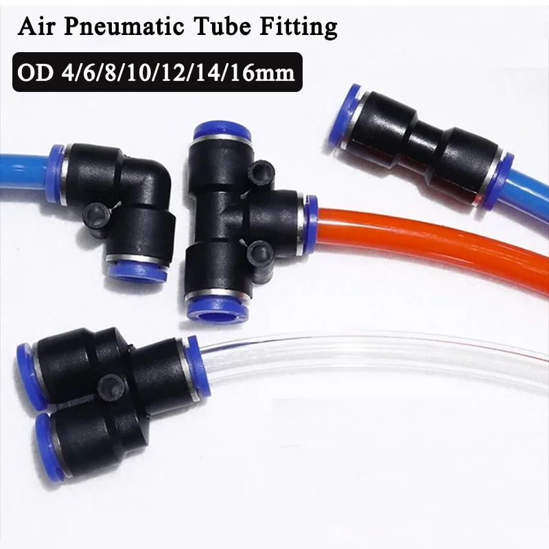 

5/10pcs Air Pneumatic Tube Fitting T Y L I Tpye OD 4mm 6mm 8mm 10mm 12mm 14mm 16mm PV Plastic Quick Connector Push In Pipe Hose