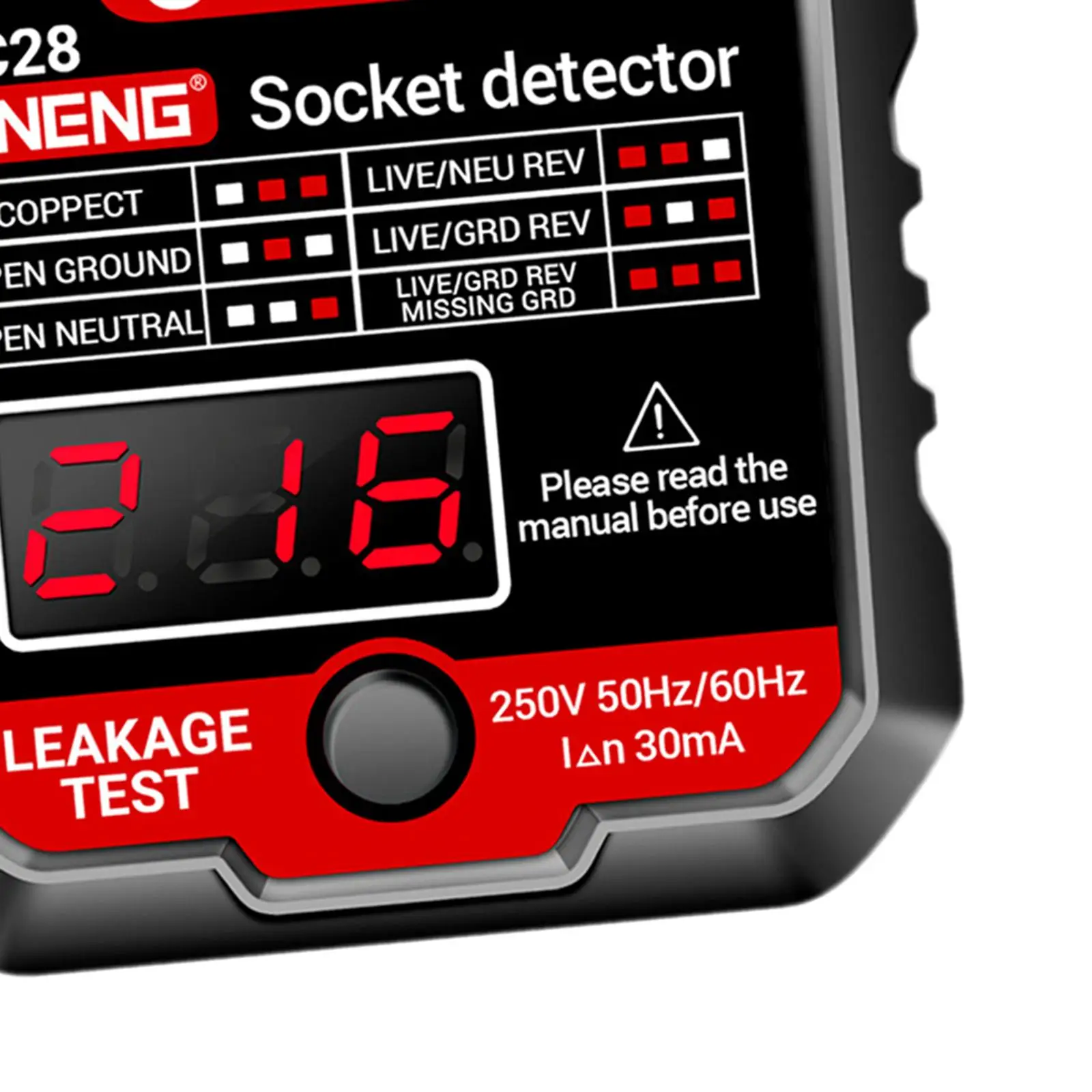 Testador de Tomada com Display Digital, Detector de Plugue, Testador de Voltagem Elétrica para Casa, Laboratório e Escola