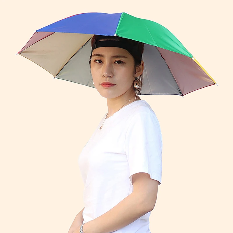 1Pc Foldable Umbrella Hat Cap Headwear For Fishing Hiking Beach Camping Head Hats Hiking Golfing Outdoor Supplies