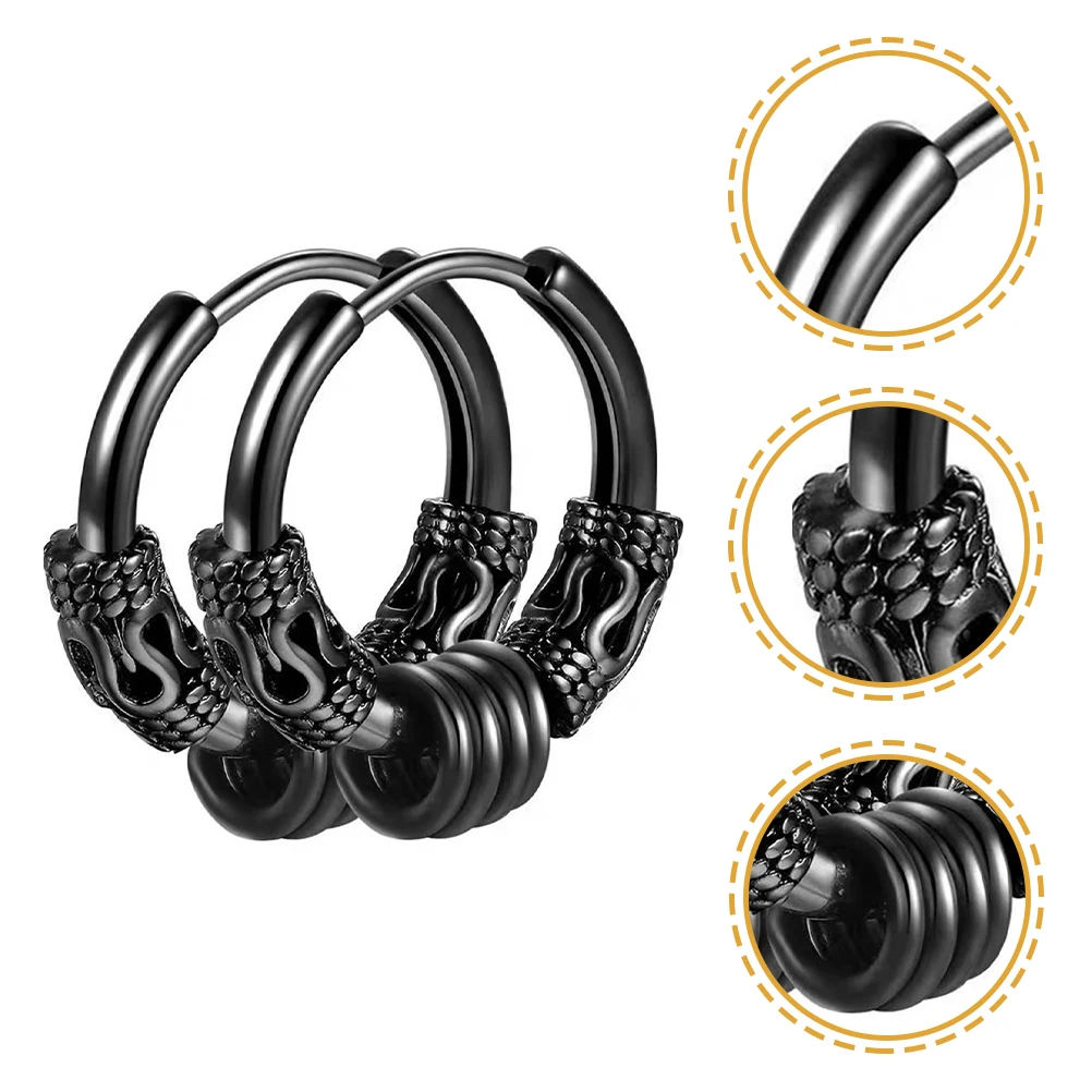 

2pcs Dragon Hoop Vintage Stainless Minimalist Earrings Steel Fashion Jewelry for Men Mens Earrings Women Party Daily