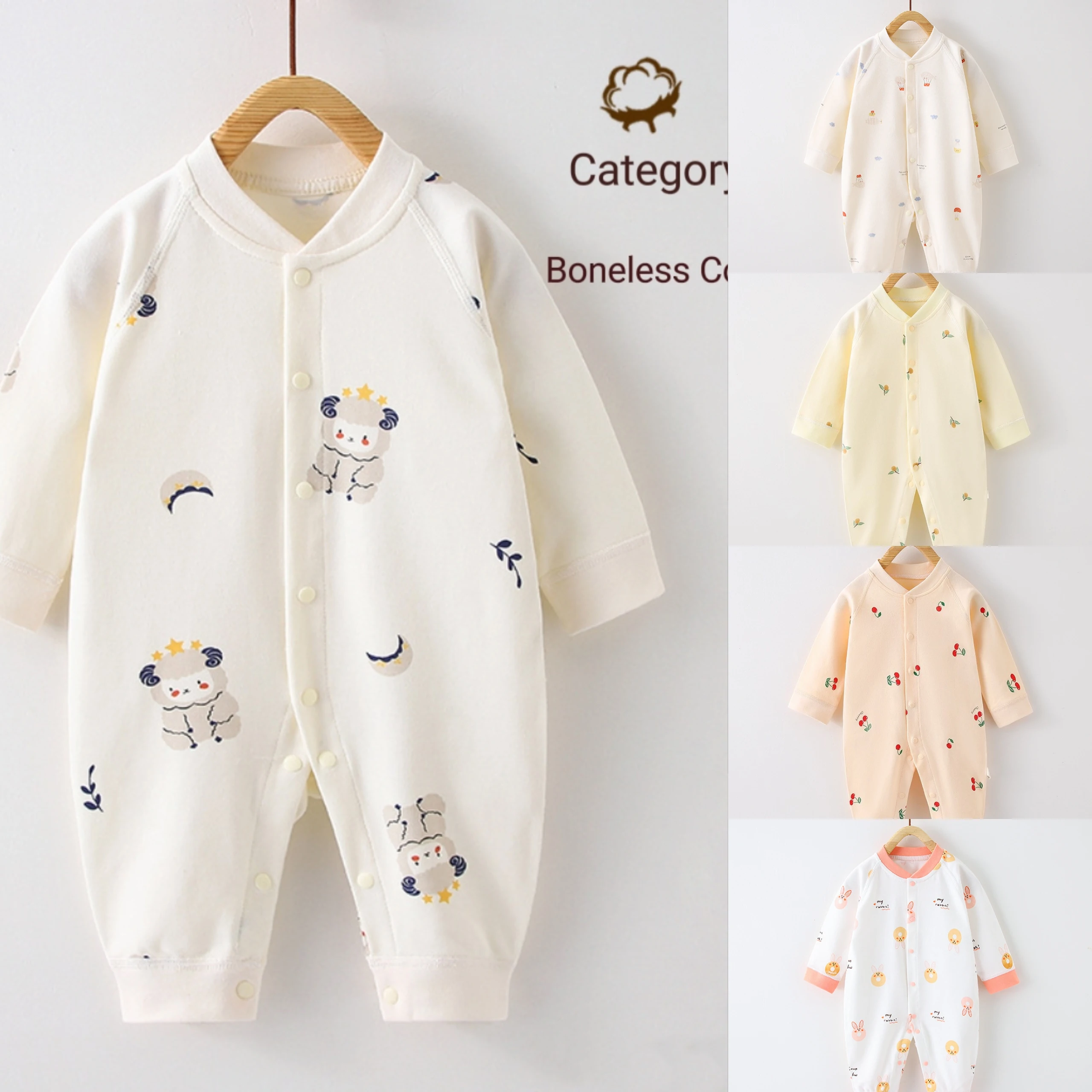 Baby Onesie Spring And Summer Baby Clothes Baby A Class Cotton Bum Coat Children Boneless Long-Sleeved Crawling Clothes