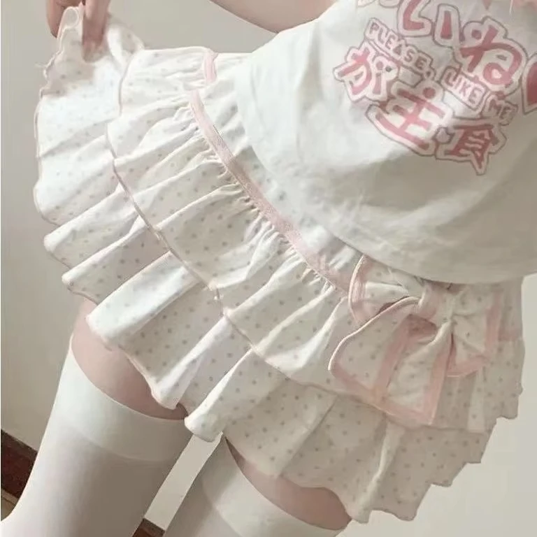 Minifalda Estilo Japonés Harajuku Lolita para Mujer, Falda Plisada con Lazo, Linda y Dulce, con Volantes y Capas, Regalo