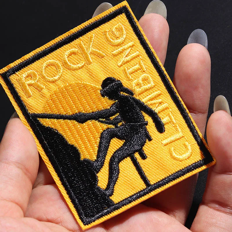 Extreme Sports Rock Climbing Badges Patches Applique Iron on Clothes Rock Climbing Badges, Clothing Accessories, Size 7.5x5.5cm