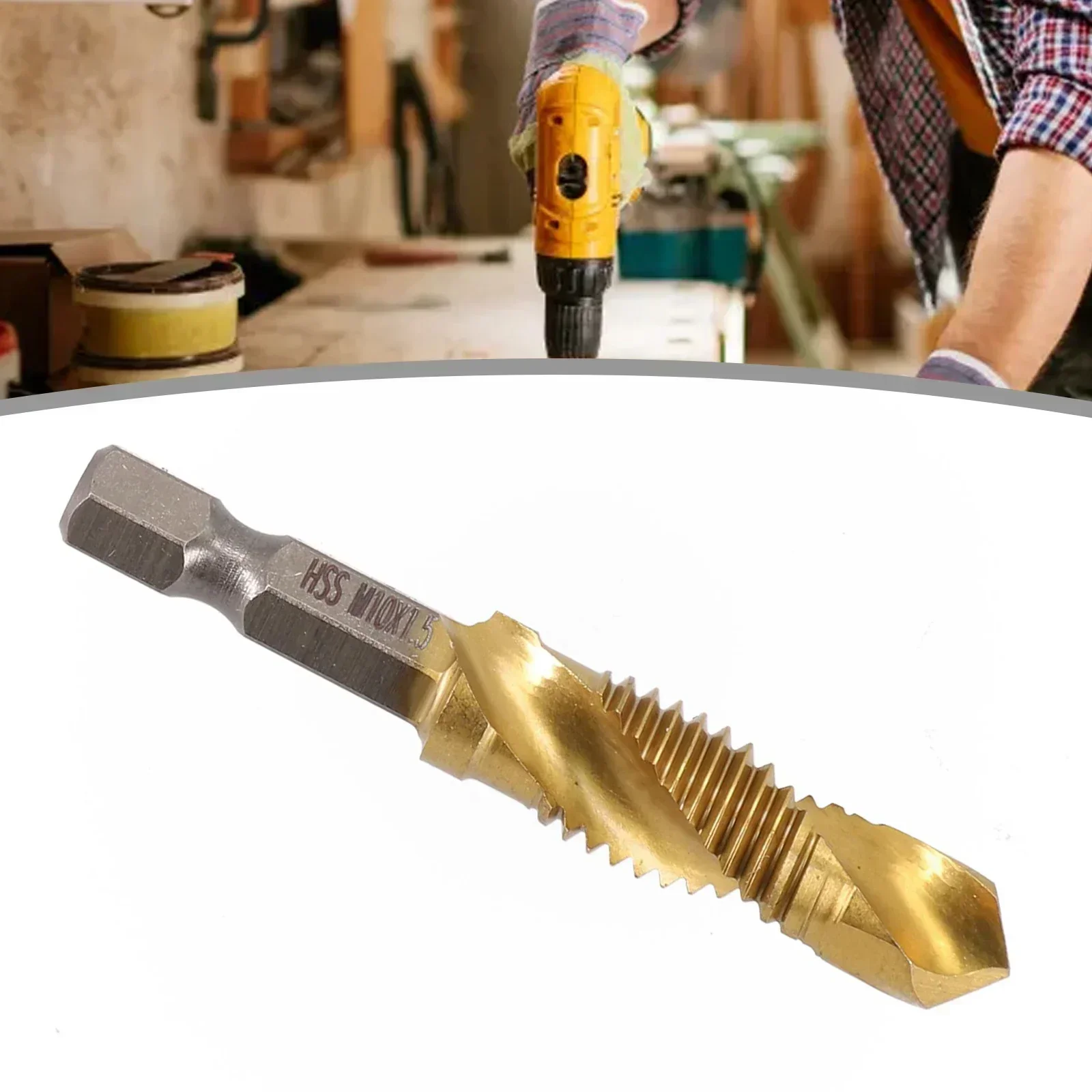1pc Titanium Coated HSS Tap Drill Bit Hex Shank Screw Thread Metric Tap Drill Machine Compound Tap M5 M6 M8 M10 Hand Tool