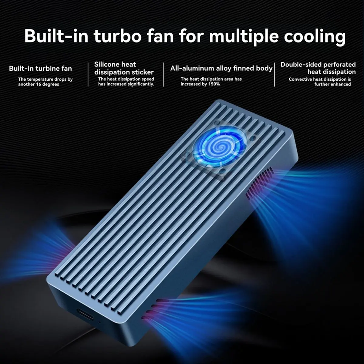 40Gbps USB4 M.2 NVME SSD Enclosure with Cooling Fan PCIe4.0 NVME Enclosure M.2 SSD Case Compatible with Thunderbolt3/4/5