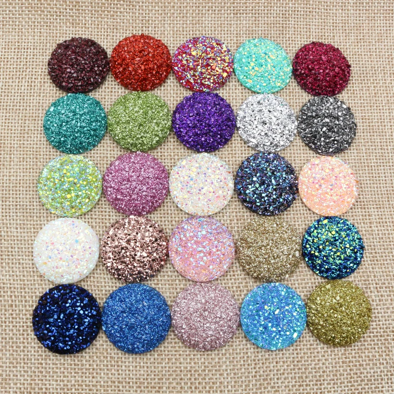 10pcs 20mm 25mm Mix Colors Natural Ore Style Flat Back Resin Cabochons Dome DIY Jewelry Making Supplies Fidings