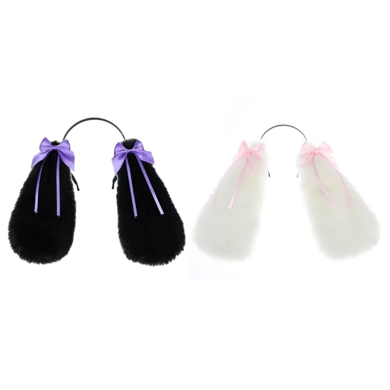 

Girls Handmade Furry Rabbits Ear Headband Anime Rabbits Party Costume Rabbits Ears