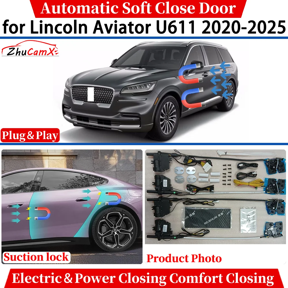 

ZhuCamX for Lincoln Aviator U611 2020-2025 Car Automatic Soft Close Door Electric Power Comfort Closing Suction lock System