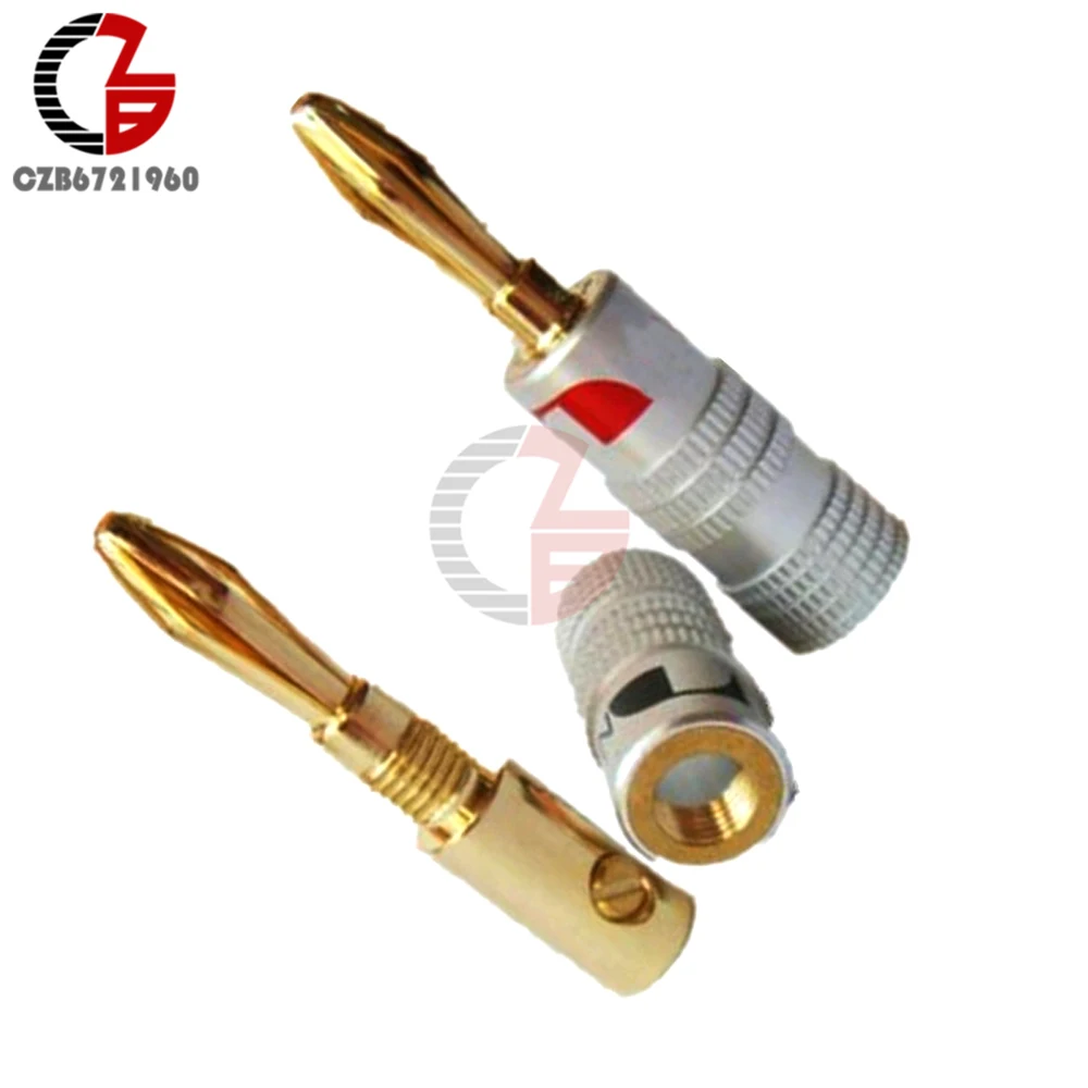 24K Gold Plated Speaker Banana Plug Pure Copper Audio Jack Sound Connector Intermediate Audio Connector