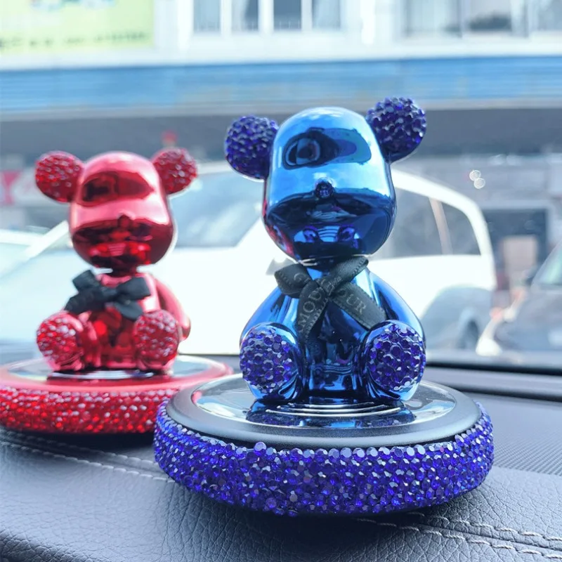 

Мультяшные инкрустированные бриллиантами агрессивные фигурки медведей, украшения, креативная модель центральной консоли, миниатюрный орнамент, аксессуары, игрушки