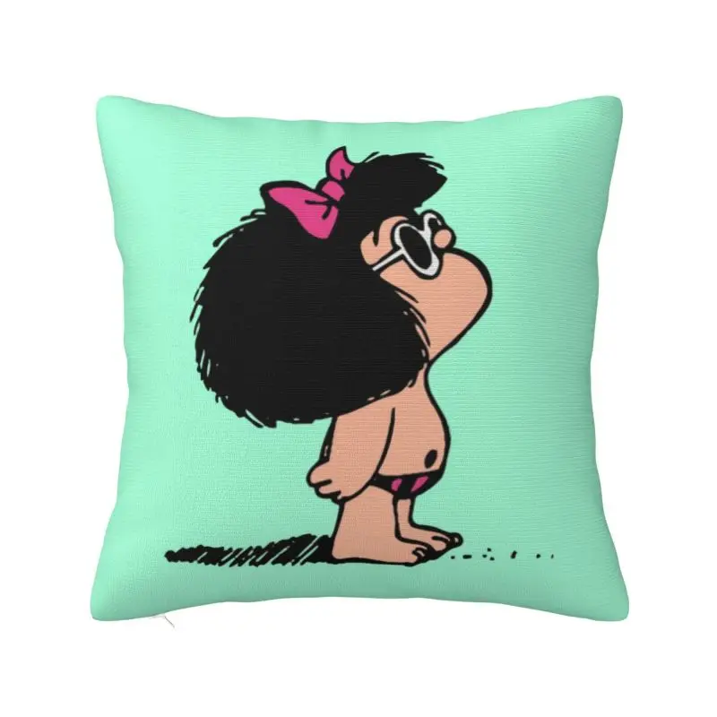 Nordic Mafalda With Swimsuit Sofa Cushion Cover Polyester Classic Argentina Cartoon Manga Throw Pillow Case for Living Room